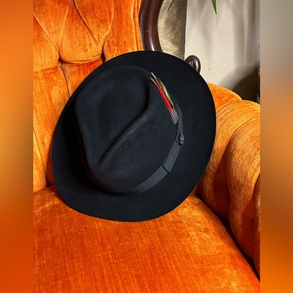 BILTMORE ROYAL BLACK FUR FEDORA HAT MADE IN CANADA 7 1/8 - Picture 9 of 10